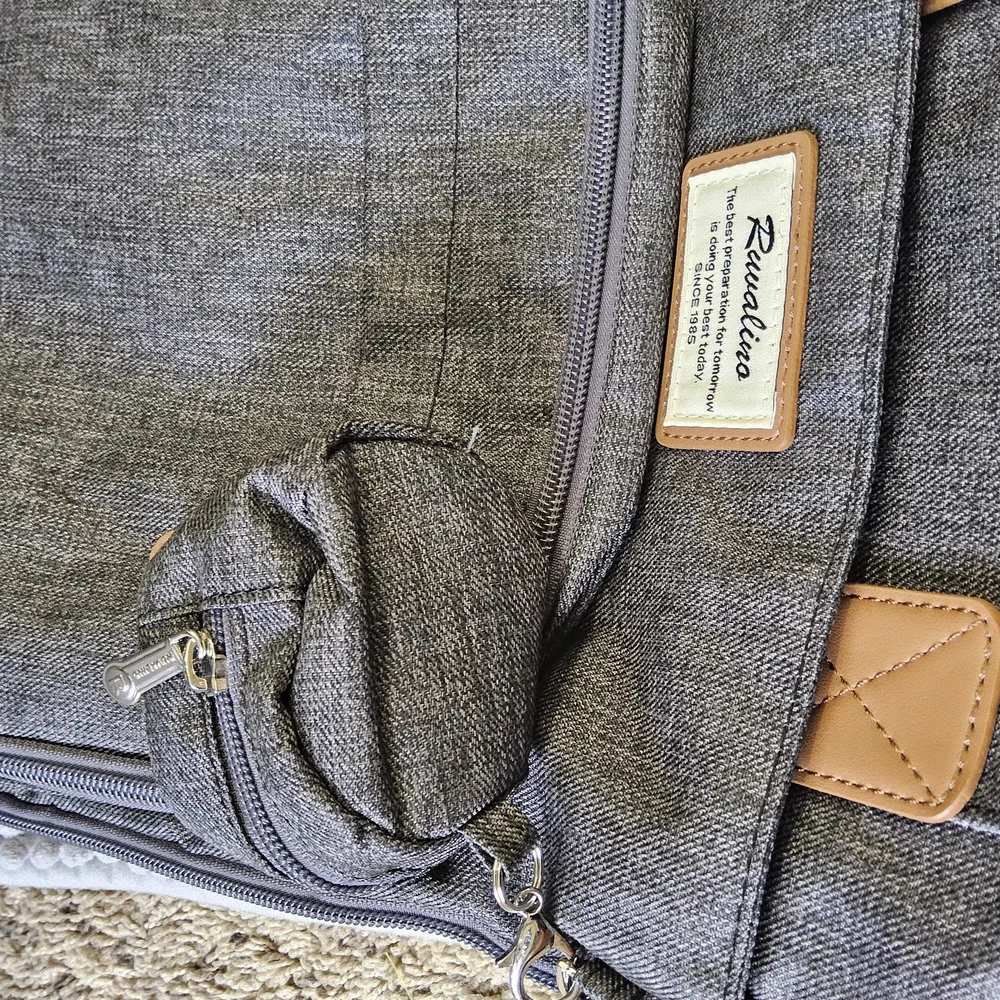 1 New Ruvalino Gray Baby Bag with Multiple Compartments